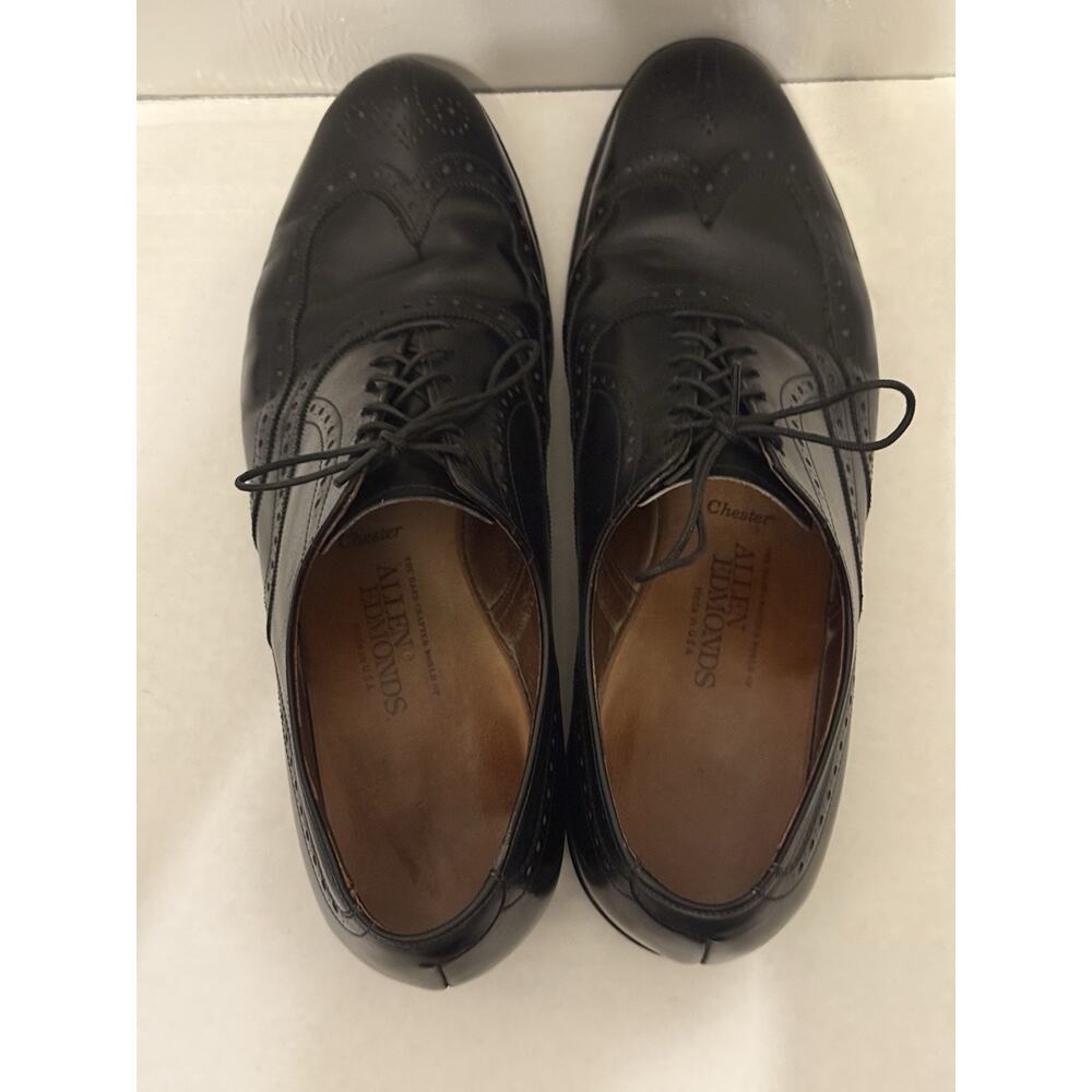 Allen Edmonds Chester Shoes Mens 10 D Wingtip Oxford Luxury Black Leather Dress - Picture 8 of 10